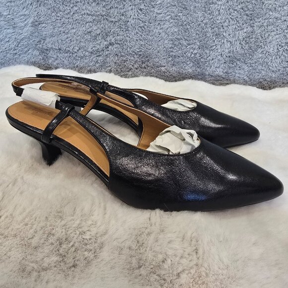 Madewell The Debbie Pump Black Leather Slingback Heels Size 10, 11 NEW NO289 - Picture 6 of 11